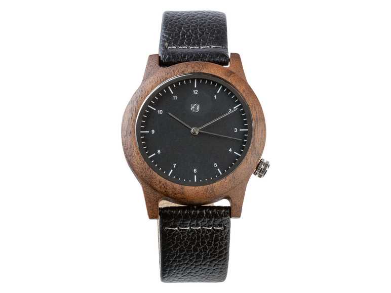 AURIOL Drevené náramkové hodinky (strieborná/čierna