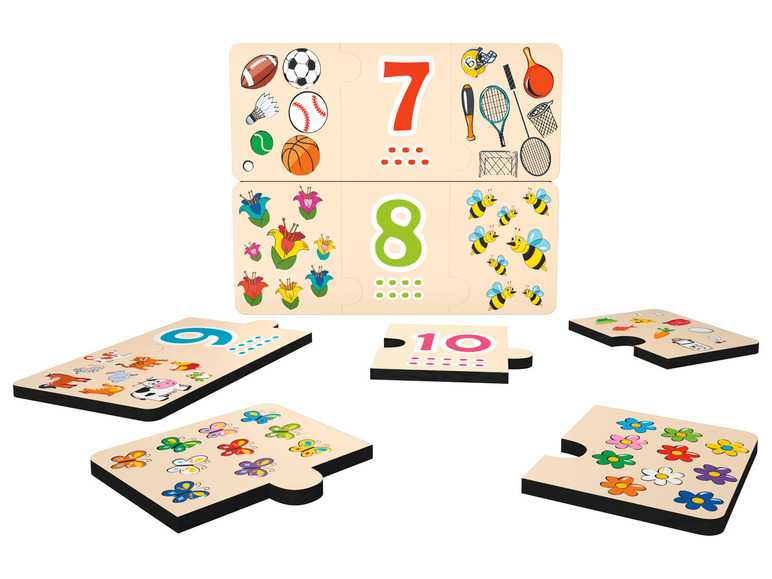 Playtive Drevené puzzle (puzzle s číslami) Playtive