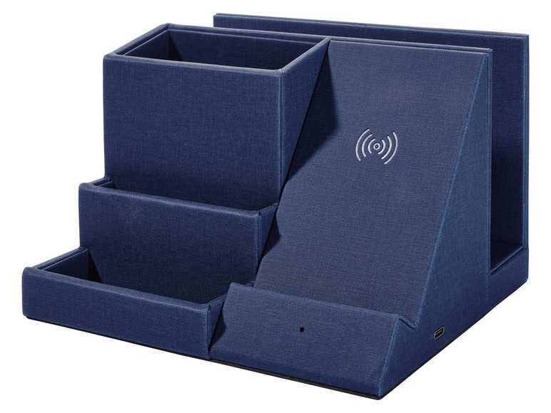 SILVERCREST Kancelársky organizér s bezkáblovou nabíjačkou 10 W (tmavomodrá) SILVERCREST