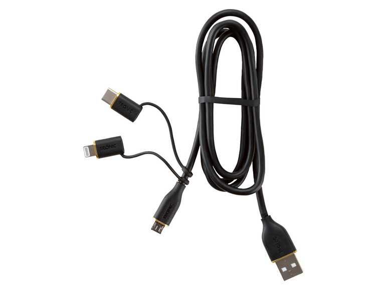 TRONIC Nabíjací a dátový kábel 3 v 1 (čierna) TRONIC