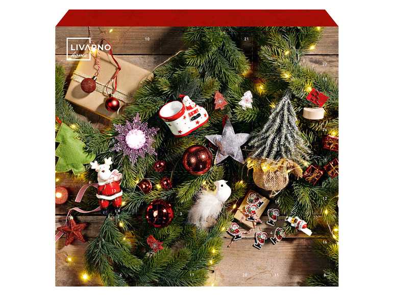 LIVARNO home Adventný kalendár s vianočnými dekoráciami LIVARNO home