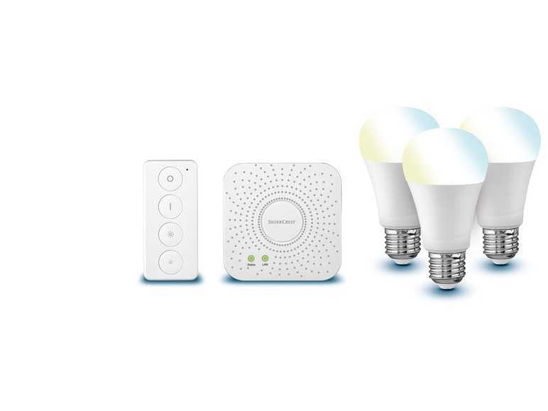 LIVARNO home Štartovacia súprava Zigbee Smart Home s Gateway a 3 žiarovkami LIVARNO home