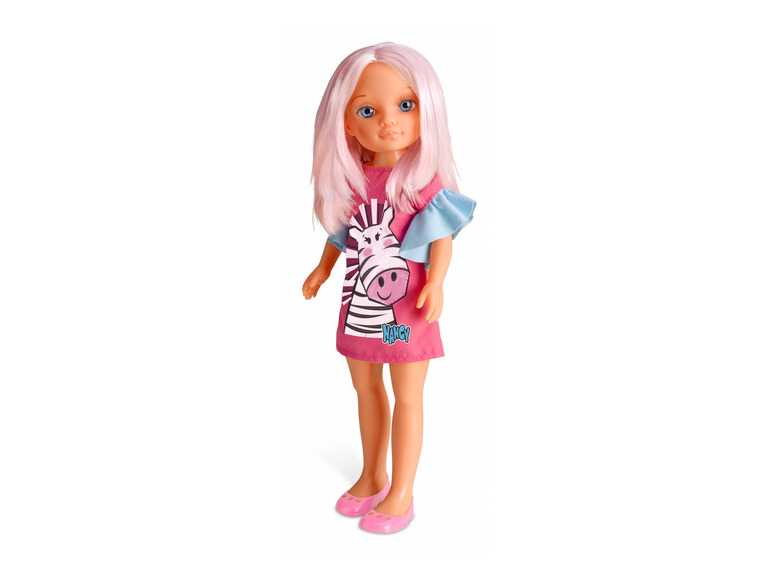Nancy COLORS Bábika s farebnými vlasmi (ružové šaty) Nancy