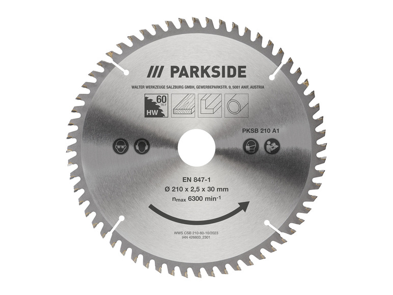 PARKSIDE® Pílový kotúč 210 mm PKSB 210 A1 (60 zubov) PARKSIDE®