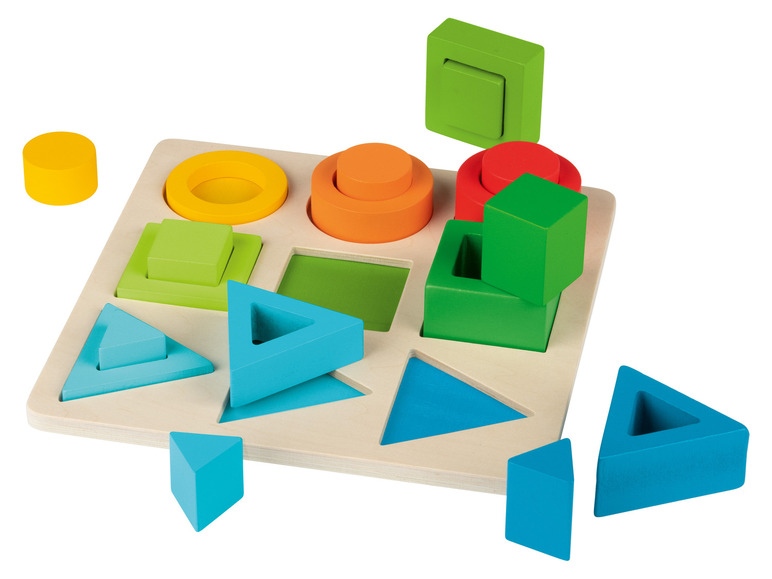 Playtive Drevená Montessori hračka (objemy) Playtive