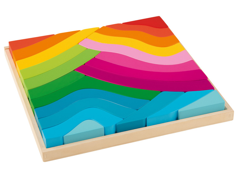 Playtive Drevená dúhová Montessori hra (box s dúhovými puzzle) Playtive