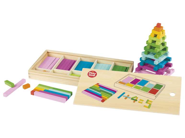 Playtive Drevená hra na počítanie Montessori (paličky na počítanie) Playtive