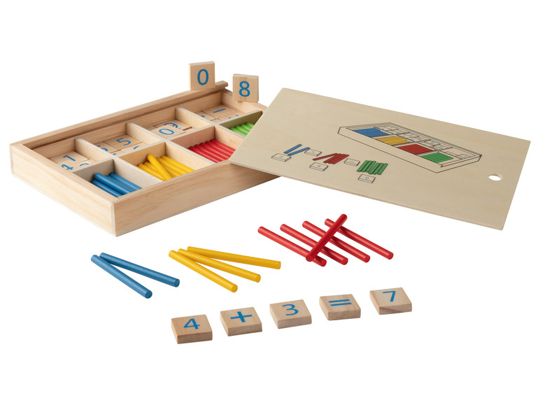 Playtive Drevená motorická Montessori hra (paličky s číslami) Playtive