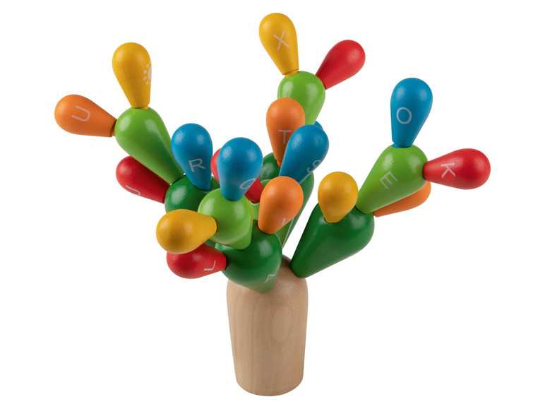 Playtive Drevená motorická Montessori hra (zasúvacie kaktusy) Playtive